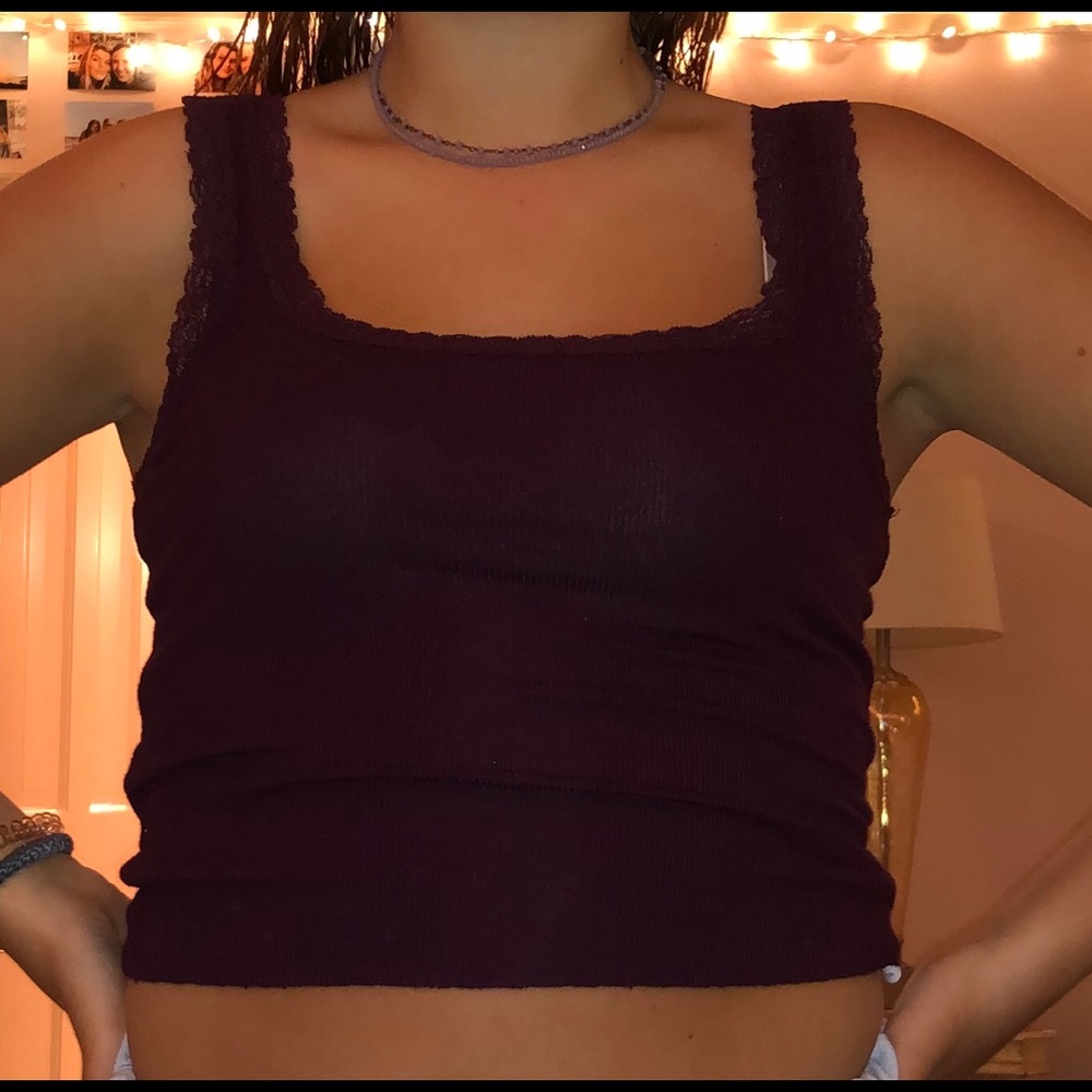 Maroon lace tank